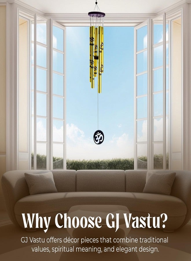 GJ Vastu, Om Golden and Hanging Wind Chime for Home, Balcony and Bedroom Positive Energy with Good Sound (Gold) 60 - cm - Image 2